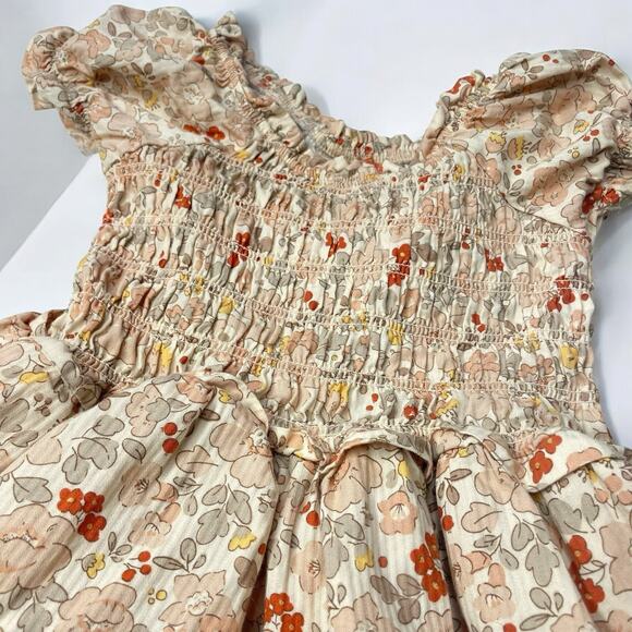 Rabbit + Bear Organic Cotton Girl Dress 3T Cottagecore Floral Smocked Ruffle - Picture 3 of 5